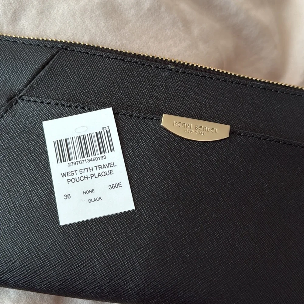 Henry Bendel Black Leather Wristlet Clutch - Picture 10 of 11